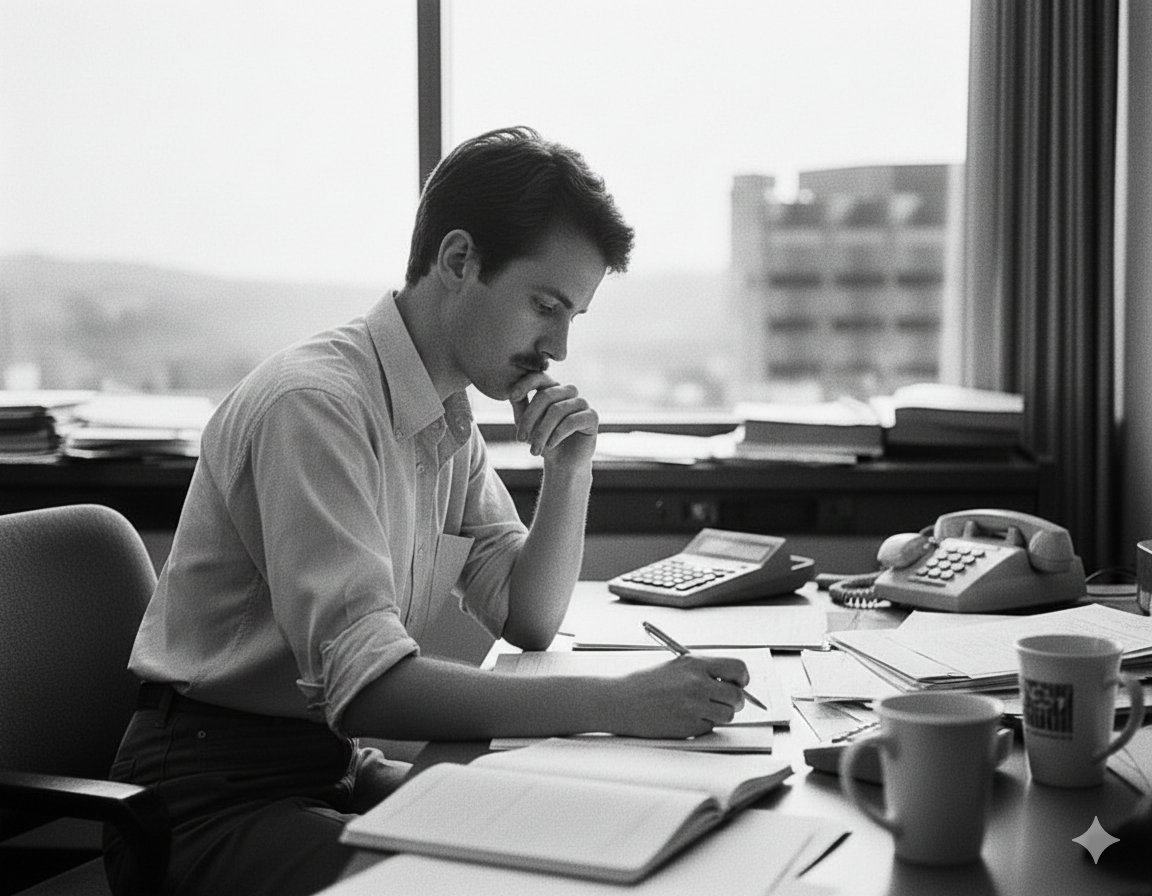 A man workin in his office