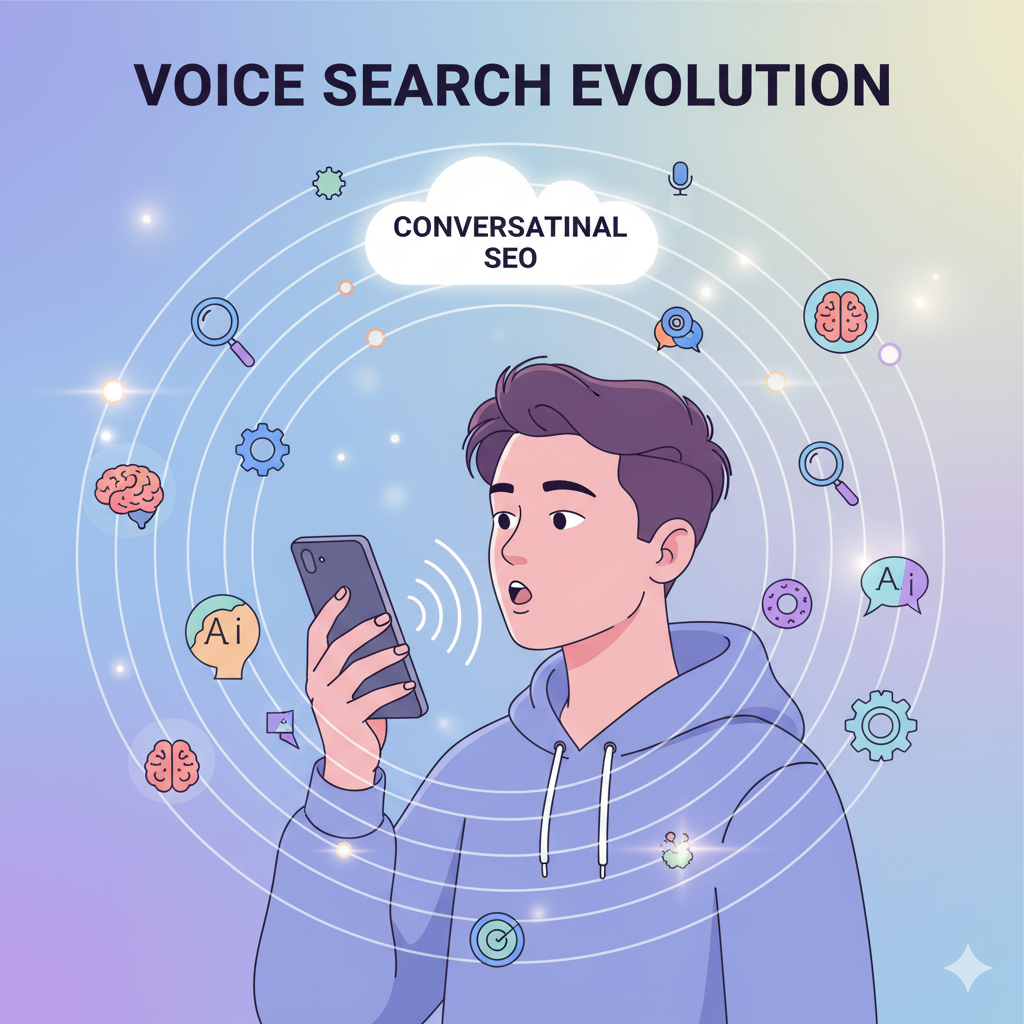 Gen Z using voice search on smartphone – conversational SEO concept