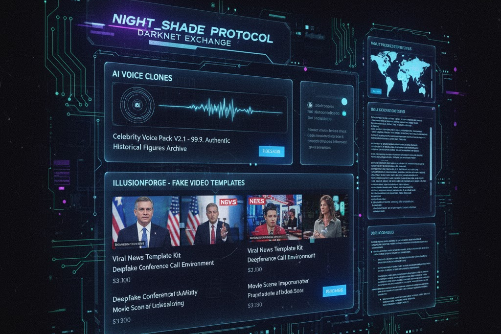 Dark web marketplace selling AI voice clones and deepfake tools